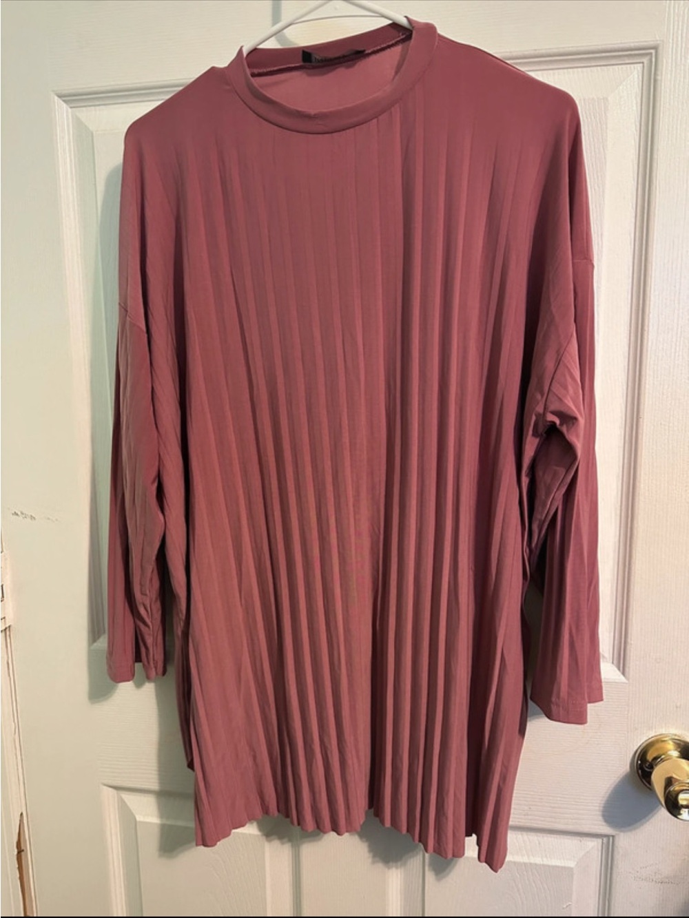 Women's Pleated Long Sleeve Top - Dusty Rose